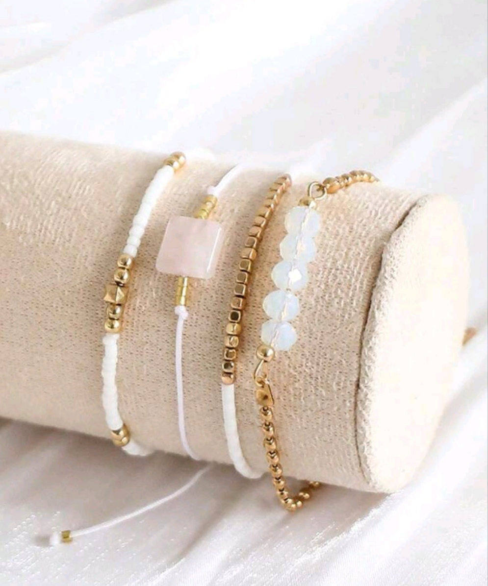 White bracelets - set of 4