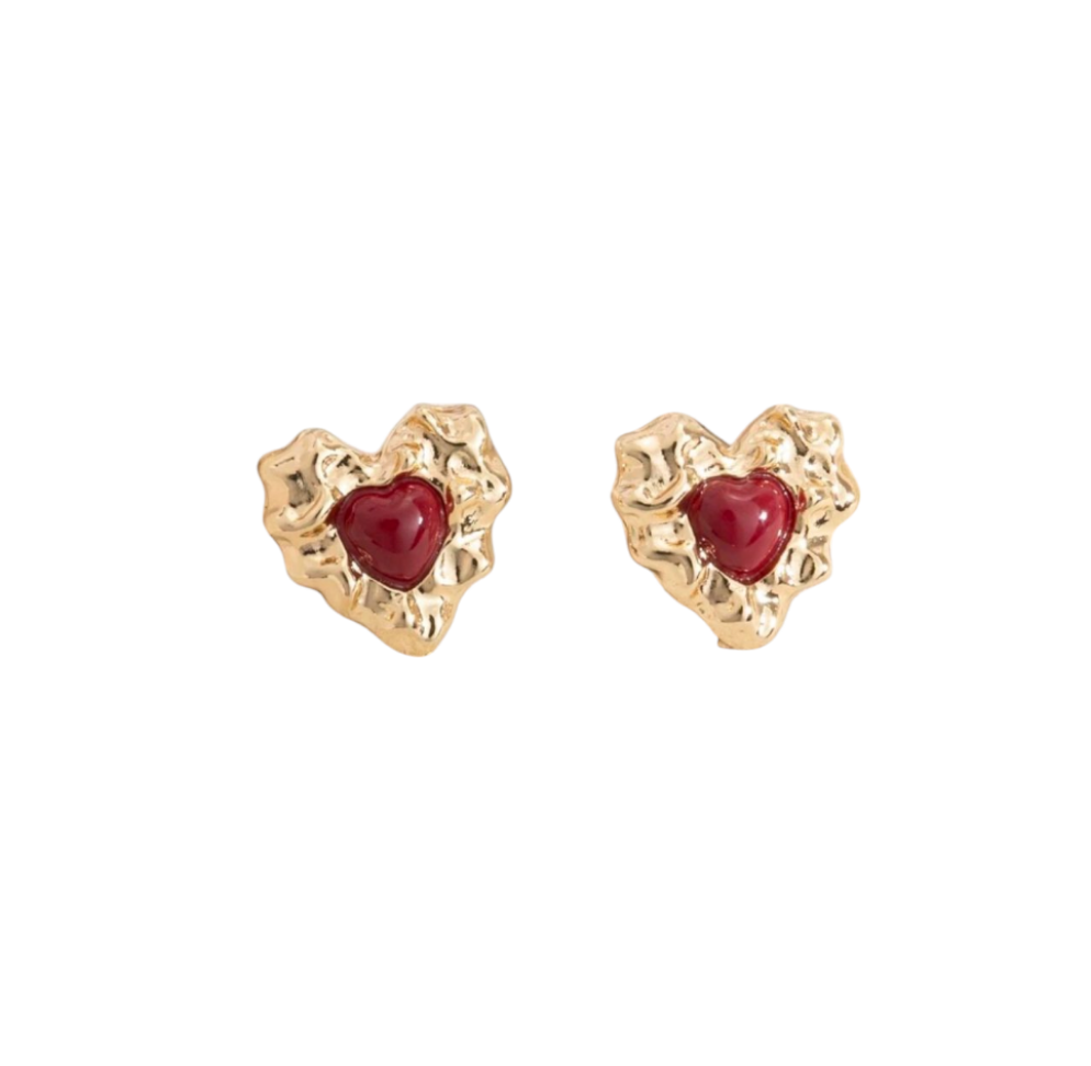 Red heart earrings