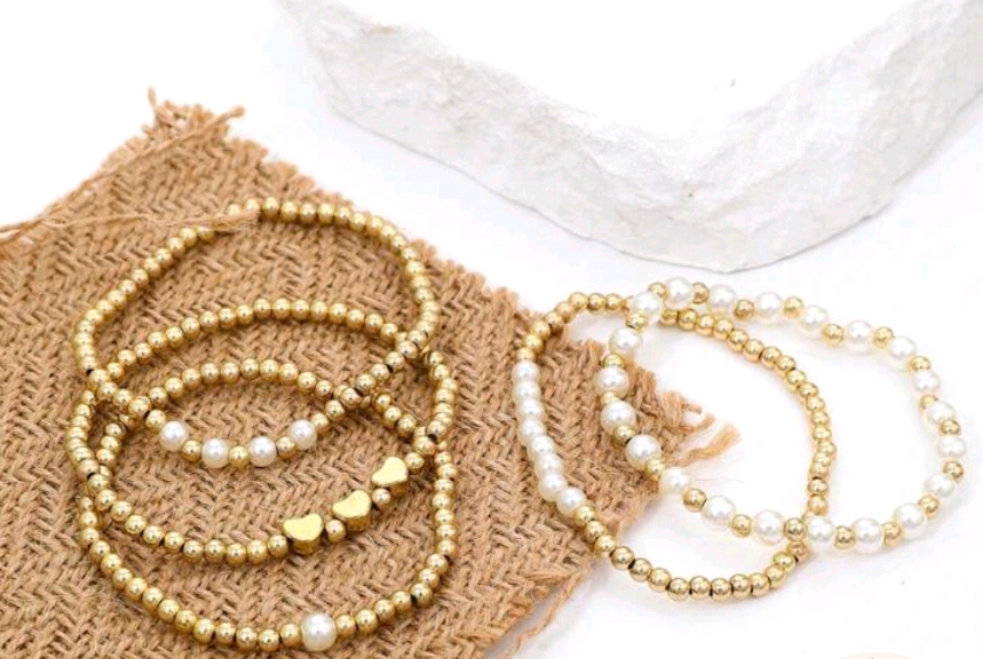 Heart Beaded Bracelets - Set Of 5