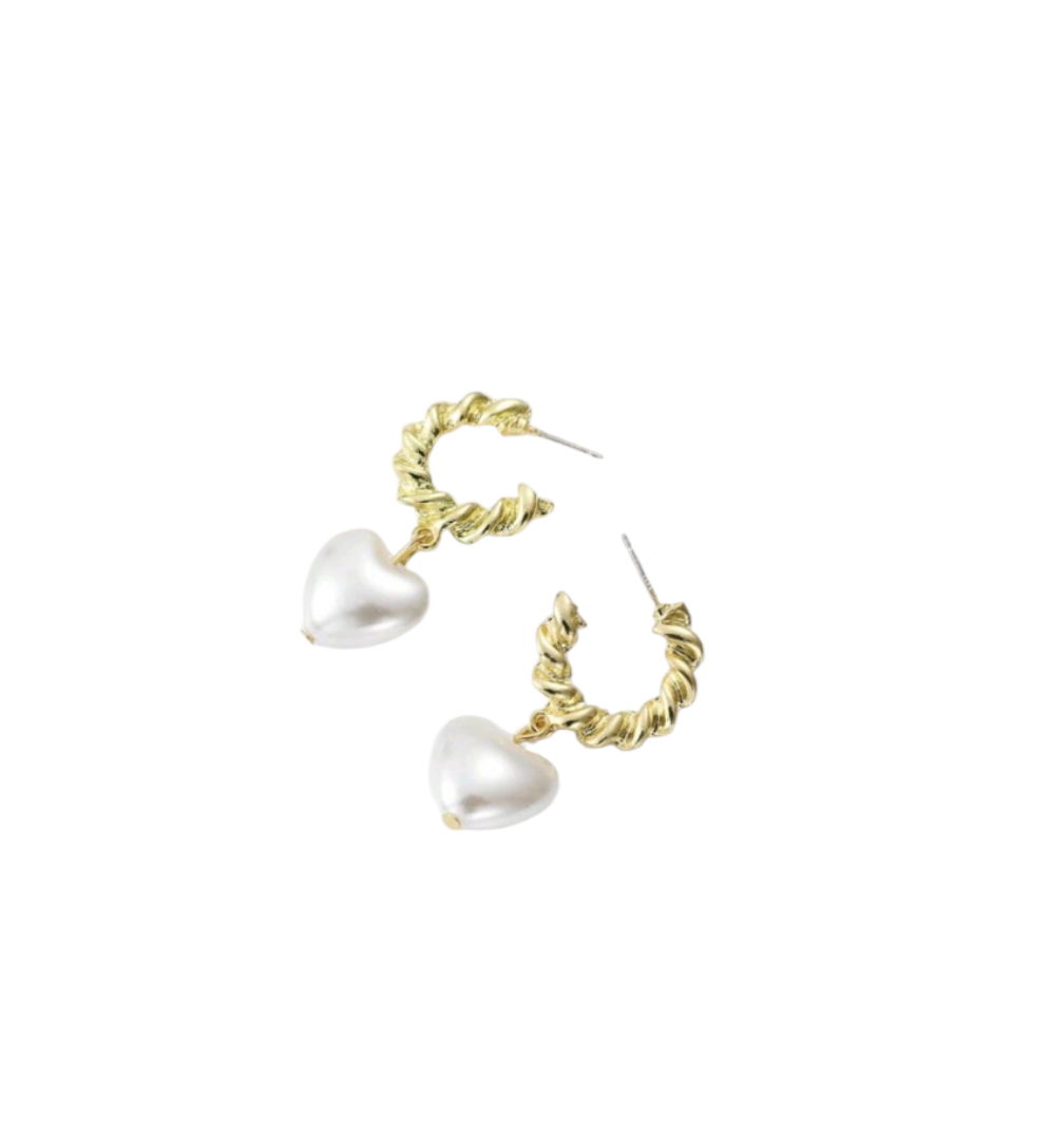Pearl heart earrings