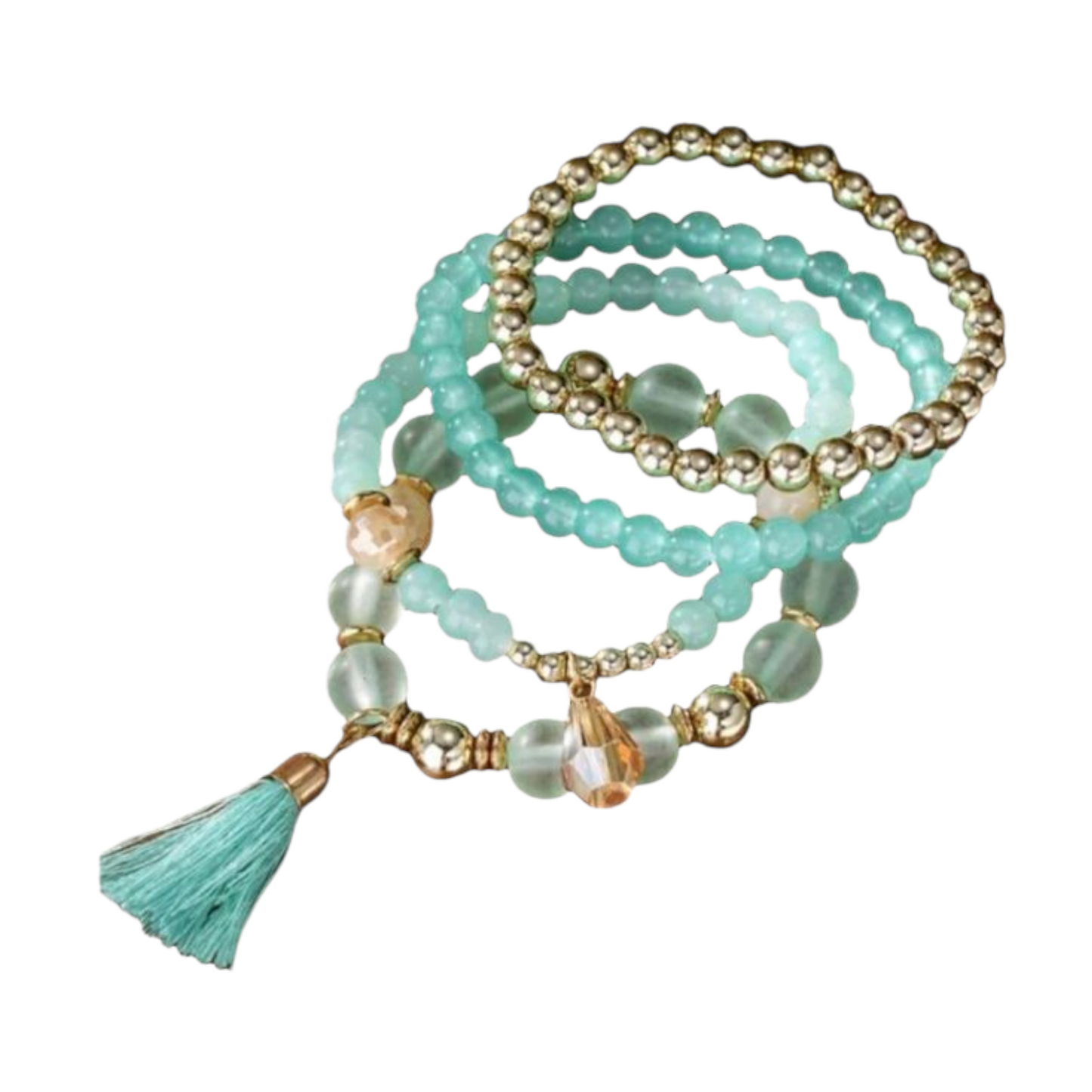 Baby blue beaded bracelets - set of 4