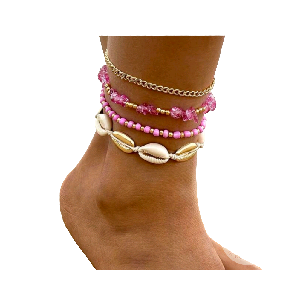 Rosy anklets - set of 4