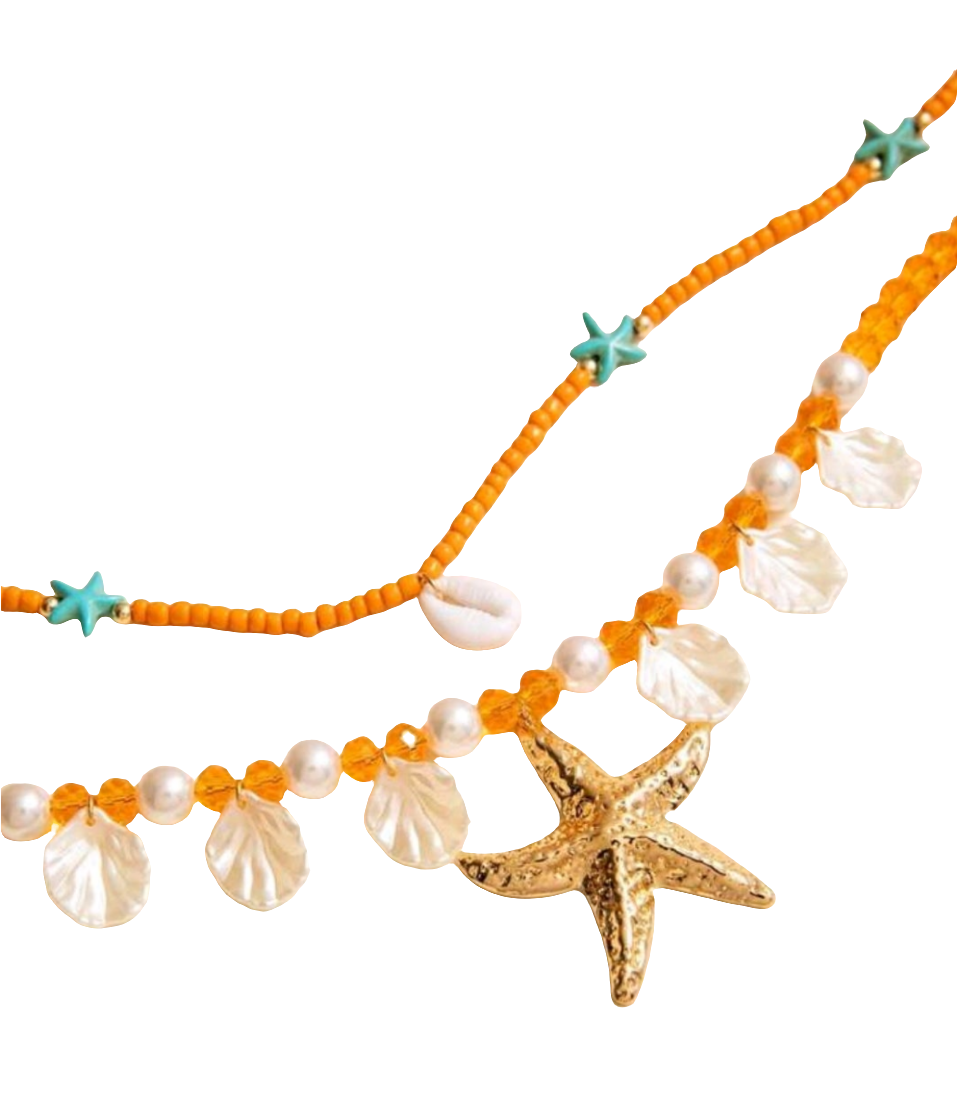 Strafish Orange Necklace - set of 2