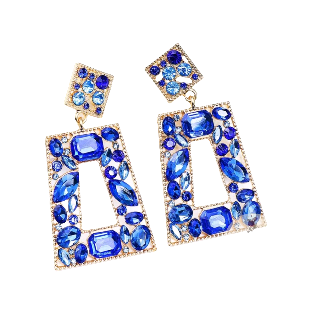 Blue rhinestone earrings