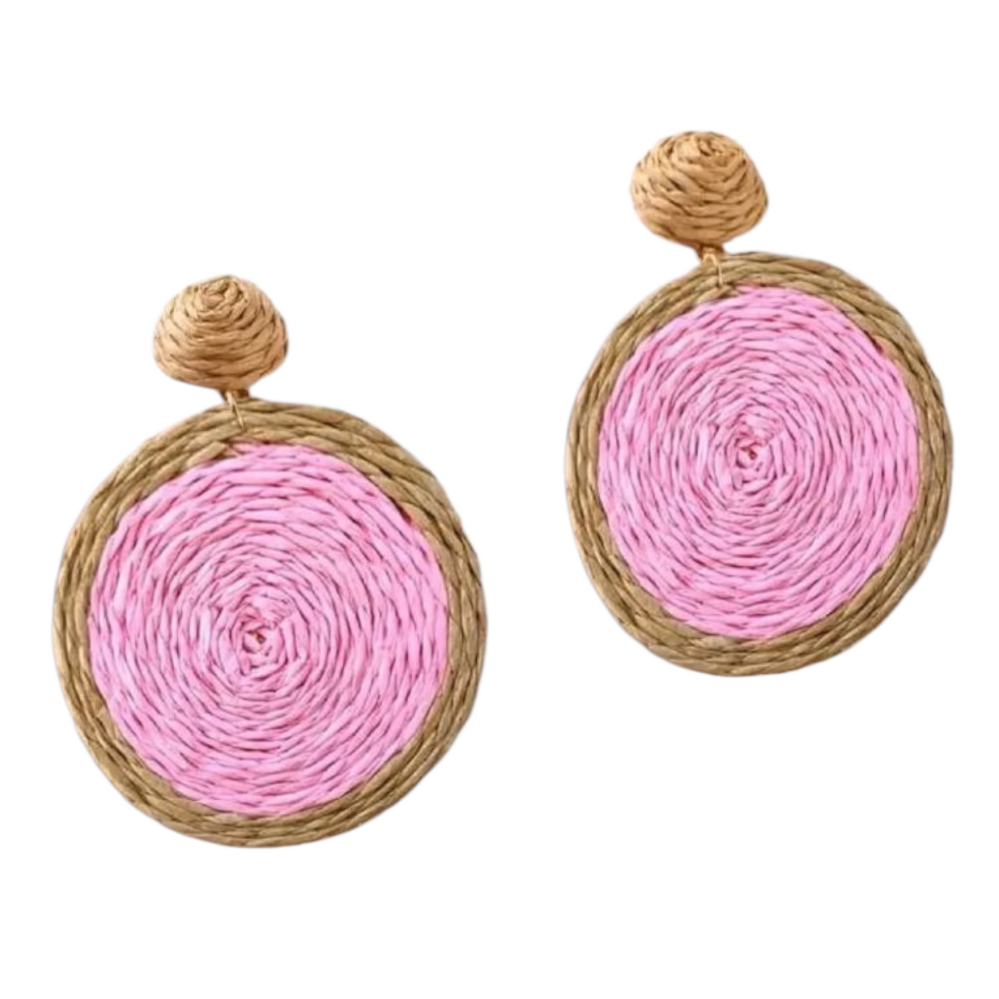 Pink straw earrings