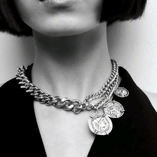 Antiquity Silver Coin Choker