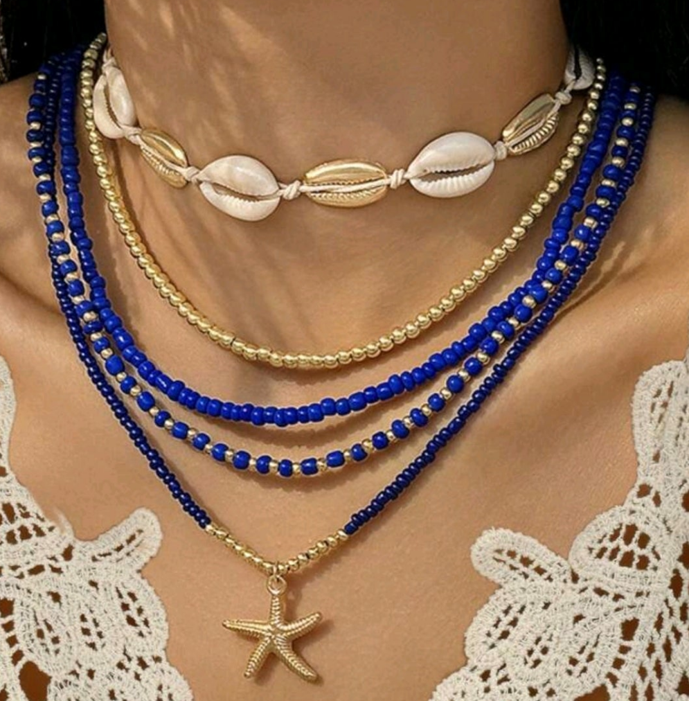 Boho Purple Necklaces - set of 5