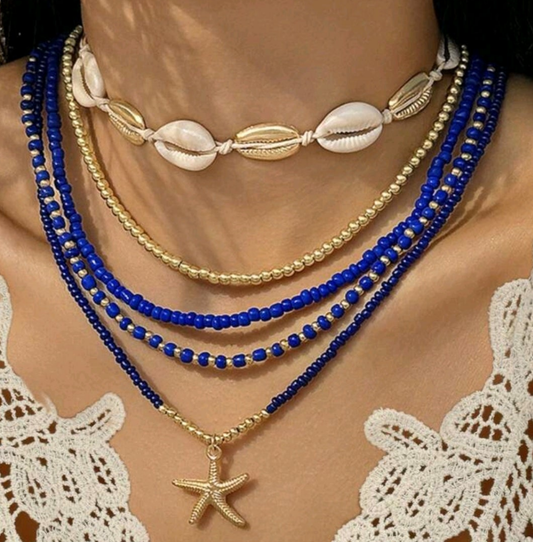 Boho Purple Necklaces - set of 5