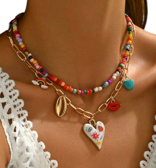 Heart Necklace - set of 2