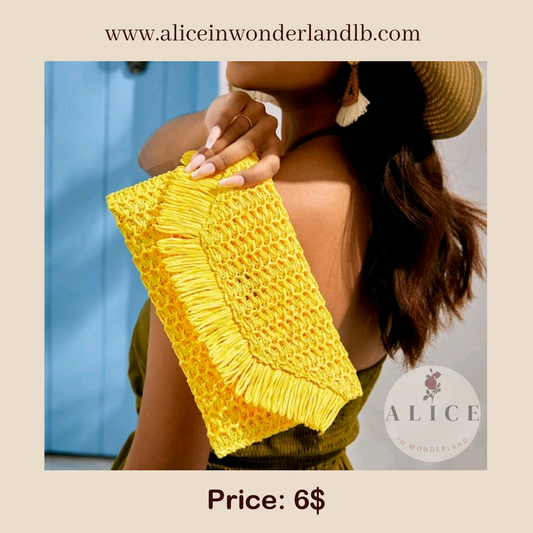 Yellow straw clutch