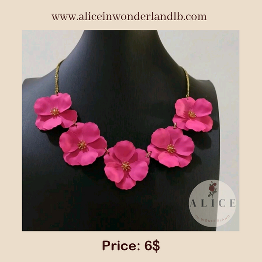 Fuchsia flower necklace