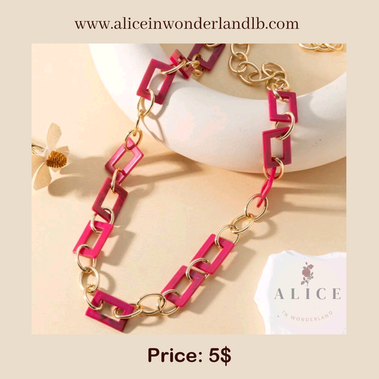 Fuchsia chain long necklace