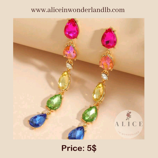 Rhinestone colorful earrings