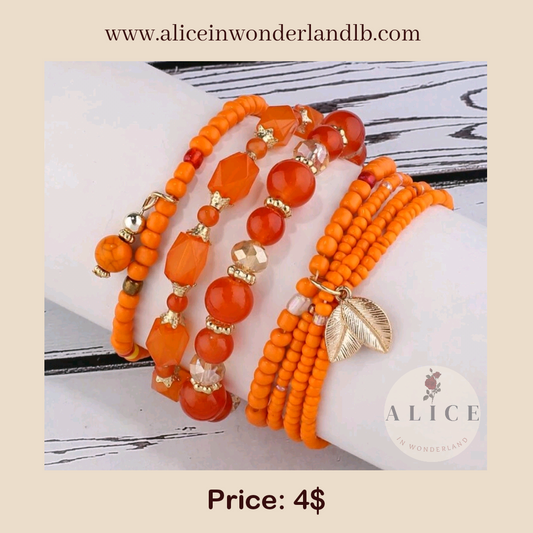 Orange beaded bracelets