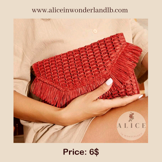 Red straw clutch