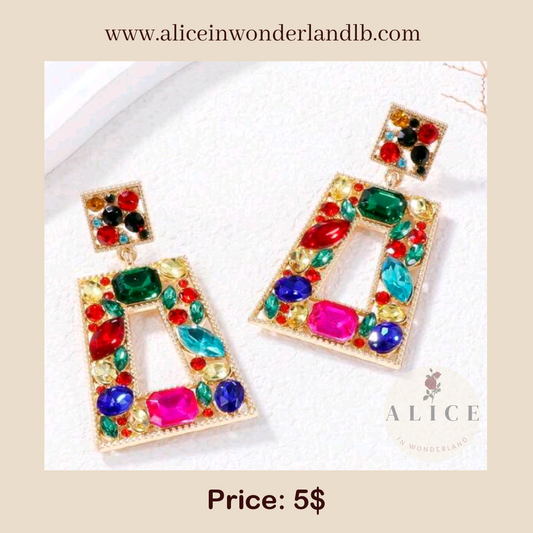 Colorful rhinestone earrings