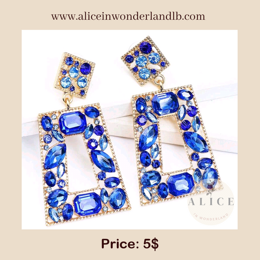 Blue rhinestone earrings