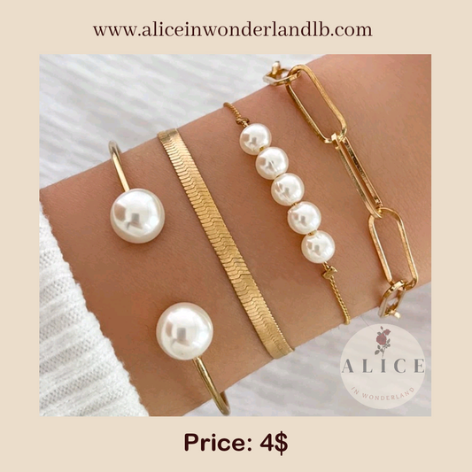 Pearl bracelets - set of 4