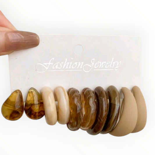 Tia Beige Earrings Set