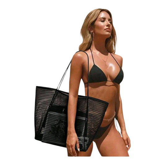 Beach Black Tote Bag