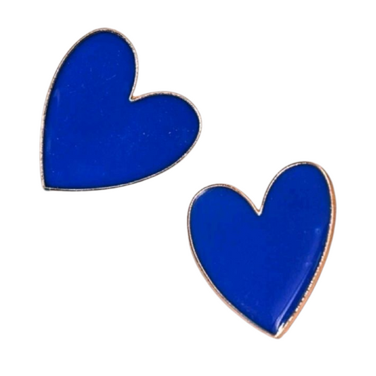 Navy heart studs