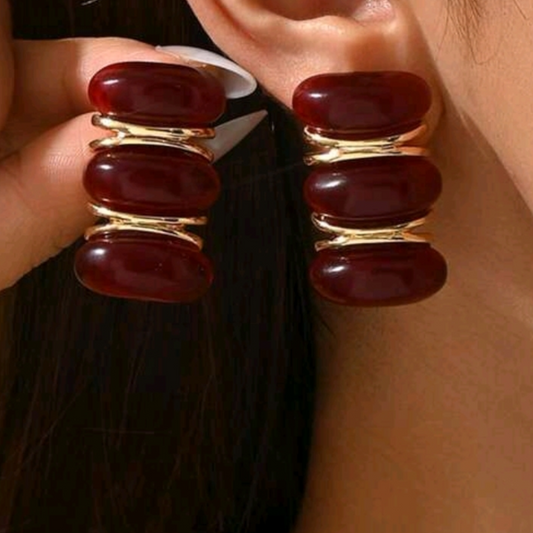 Pamela Burgundy Earrings
