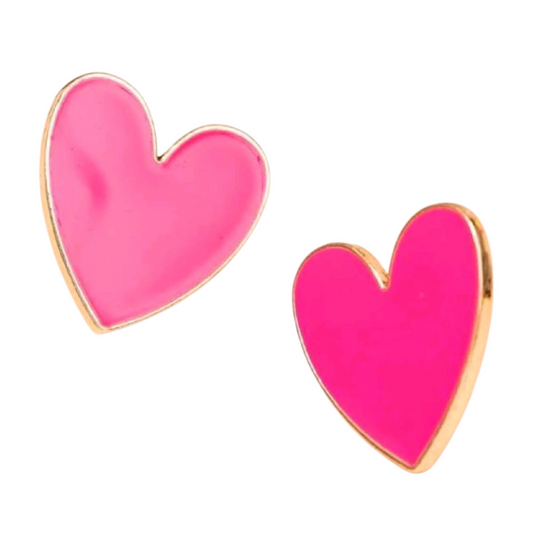 Vibrant fuchsia heart studs