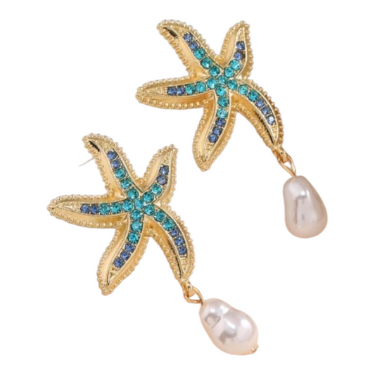 Blue Starfish Earrings